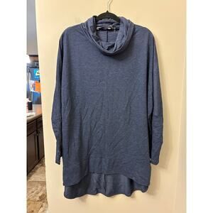 Soft Surroundings All Day Cowl Neck Tunic Sweater Blouse Blue Women's L/XL